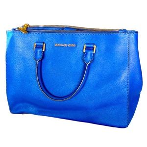 Michael KORS Royal Blue Saffiano Leather Satchel Multi Compartment